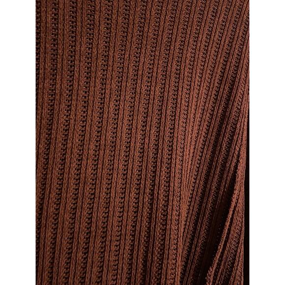Free People Beach Brown Short Sleeve Moc Neck Poncho Style Boho Sweater Sz XS - Picture 6 of 12